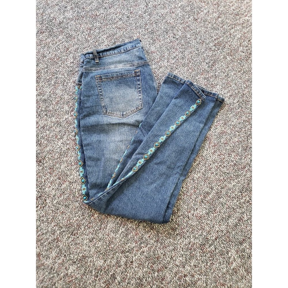 Beaded Straight Leg Jeans‎
